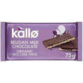 Kallo Belgian Milk Chocolate Organic Rice Cake Thins (75g)
