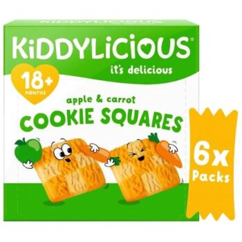 Kiddylicious Apple & Carrot Cookie Squares Baby Snacks (6 x 24g)