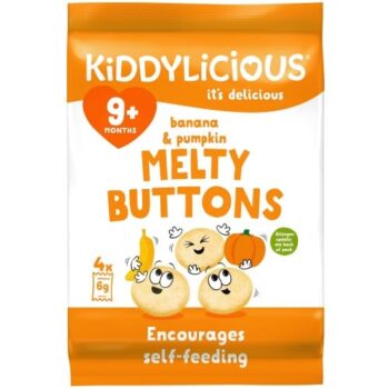 Kiddylicious Banana & Pumpkin Melty Buttons Baby Snack (5 x 6g)