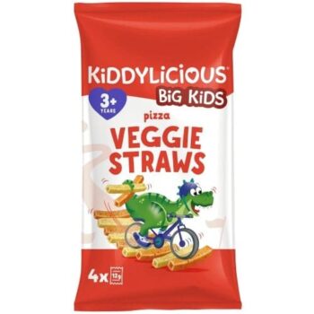 Kiddylicious Pizza Flavoured Veggie Straws Kids Snacks (4 x 12g)