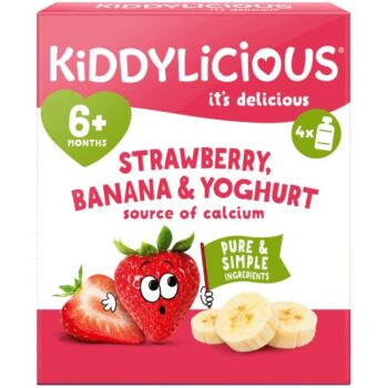 Kiddylicious Pouches Strawberry Banana & Yoghurt 6m+ (4 x 100g)