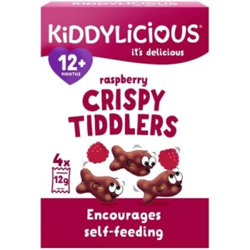 Kiddylicious Raspberry Crispy Tiddlers Infant Snack 12+ Months Multipack (4 x 12g)
