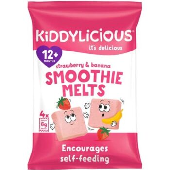 Kiddylicious Strawberry & Banana Smoothie Melts 12+ Months Multipack (4 x 6g)