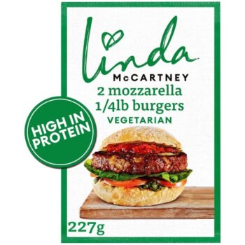 Linda McCartney's 2 Vegetarian Mozzarella 1 4lb Burgers (2 x 227g)