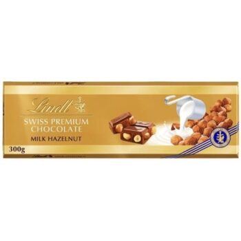 Lindt Gold Bar Milk Chocolate With Hazelnuts (300g)