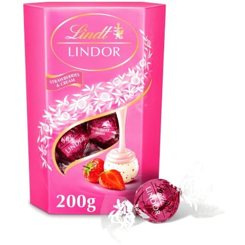Lindt Lindor Strawberries & Cream Chocolate Truffles Box (200g)