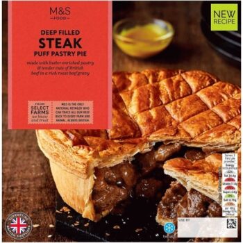 M&S Deep Filled Steak Puff Pastry Pie (550g)