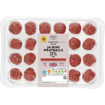M&S Select Farms 24 Mini British Beef Meatballs 3% Fat