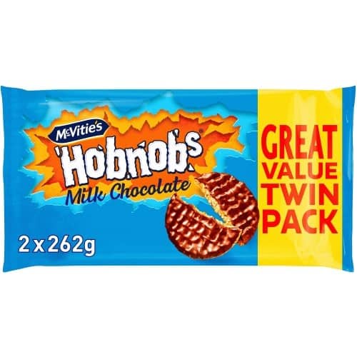 McVitie's Hobnob's Milk Chocolate Biscuits The Oaty One 2x2x262g (2 x 524g)