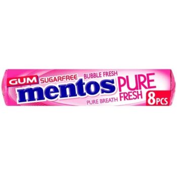 Mentos Pure Fresh Bubble Fresh Sugar Free Chewing Gum Roll (16g)