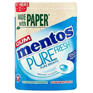 Mentos Pure Fresh Freshmint Sugar Free Chewing Gum Bottle (50 x 100g)