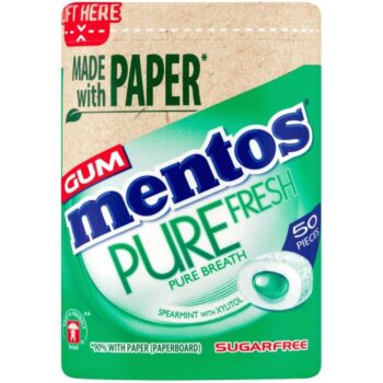 Mentos Pure Fresh Spearmint Sugar Free Chewing Gum Bottle (50)