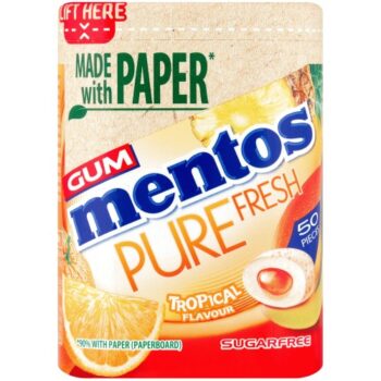 Mentos Pure Fresh Tropical Sugar Free Chewing Gum Bottle (50 x 100g)