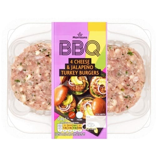 Morrisons BBQ 4 Cheese & Jalapeno Turkey Burgers