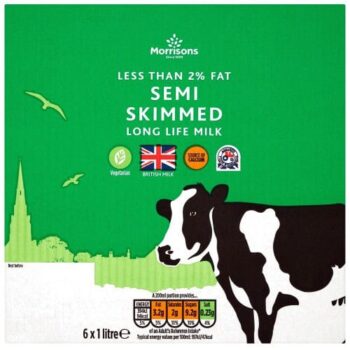 Morrisons Less Than 2% Fat Semi Skimmed Long Life Milk
