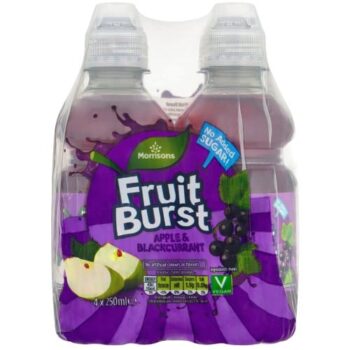 Morrisons No Added Sugar Fruit Burst Apple & Blackcurrant (4 x 250ml)