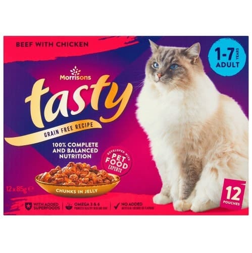 Morrisons Premium Adult Cat Pouch Beef With Chicken In Jelly
