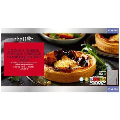 Morrisons The Best 2 Goat's Cheese Cheddar & Onion Chutney Tarts (240g)