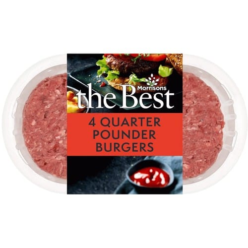 Morrisons The Best 4 Beef Quarter Pounder Burgers (454g)