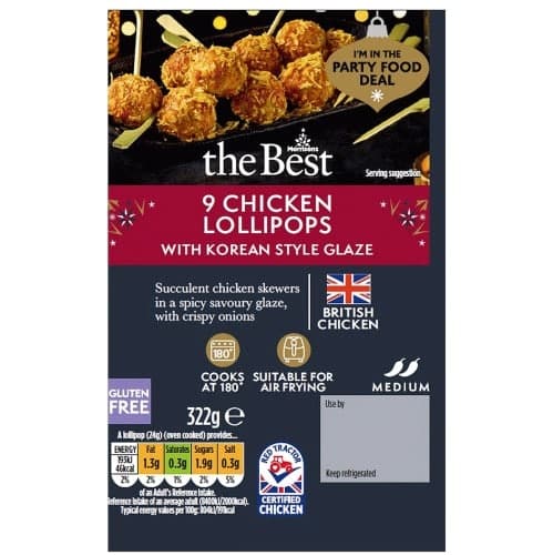 Morrisons The Best 9 Chicken Lollipops With Korean Style Glaze (322g)