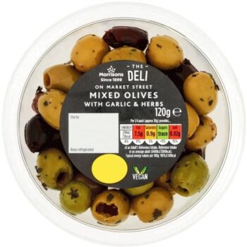 Morrisons The Deli on Market Street Mixed Olives with Garlic & Herbs (120g)