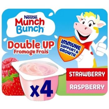 Munch Bunch Double Up Fromage Frais Strawberry & Raspberry Yogurts (4 x 85g)