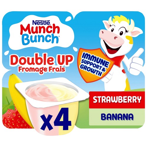 Munch Bunch Double Up Strawberry & Banana Fromage Frais (4 x 85g)