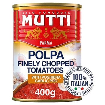 Mutti Polpa Finely Chopped Tomatoes with Voghiera Garlic (400g)