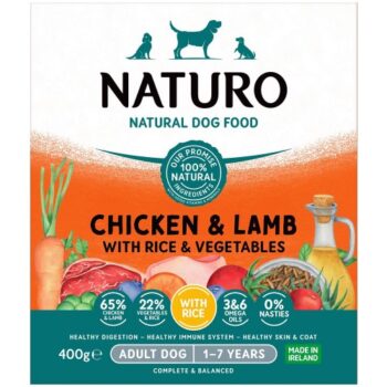 Naturo Adult Dog Chicken Lamb & Rice with Vegetables Natural Pet Food (400g)
