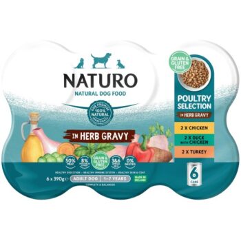 Naturo Adult Grain & Gluten Free Poultry Variety Mixed Selection Dog Food Tins (6 x 390g)