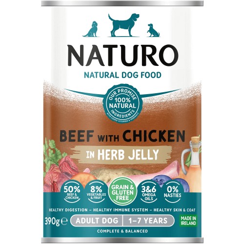 Naturo Grain Free Beef Chicken in Herb (390g)