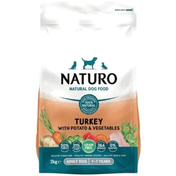 Naturo Grain Free Turkey with Potato & Vegetables Dry Adult Dog Food (2kg)