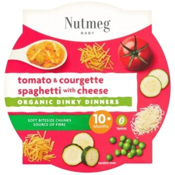 Nutmeg Baby Organic Tomato & Courgette Spaghetti With Cheese 10+ Months