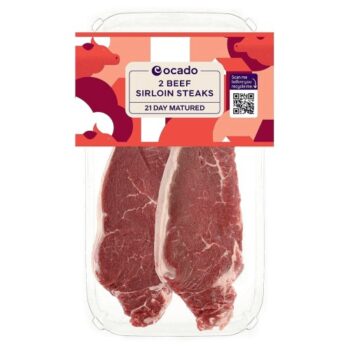 Ocado 2 Beef Sirloin Steaks (400g)