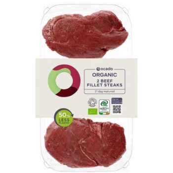 Ocado Organic 2 Beef Fillet Steaks Typically: