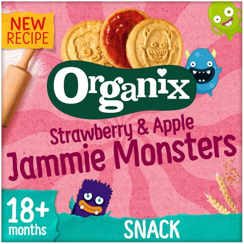 Organix Jammie Monsters Organic Jam Biscuits Toddler Snack Multipack (8 x 8g)