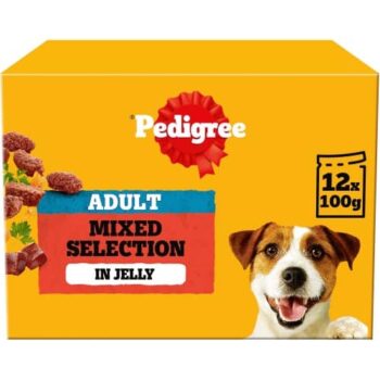 Pedigree Adult Wet Dog Food Pouches Mixed Variety Selection in Jelly (12 x 100g)