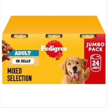 Pedigree Adult Wet Dog Food Tins Mixed in Jelly Jumbo Pack 24x385 (24 x 385g)
