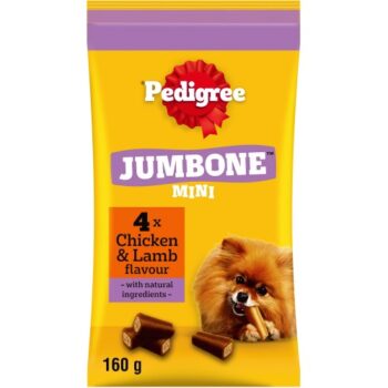 Pedigree Jumbone Mini Adult Small Dog Treats Chicken & Lamb 4 Chews (4 x 160g)