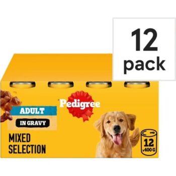 Pedigree Mixed Selection Wet Dog Food in Gravy Multipack Chunks Tins (12 x 400g)