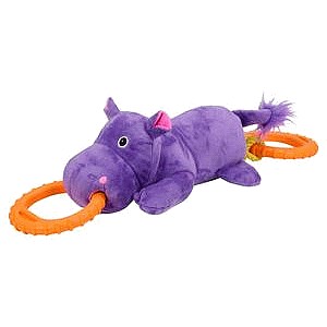 Petface Hippo Tugger Plush & Rubber Dog Toy