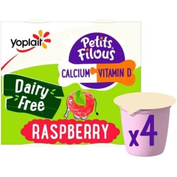 Petits Filous Kids Dairy Free Raspberry Yoghurt Pots (4 x 95g)