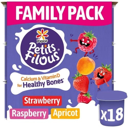 Petits Filous Variety Fromage Frais Apricot Strawberry & Raspberry (18 x 47g)