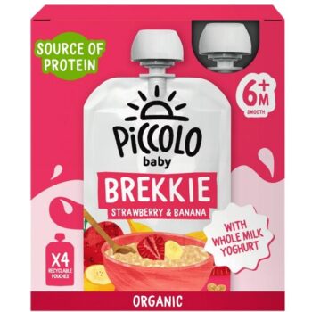 Piccolo Baby Organic Brekkie Strawberry & Banana Smooth 6M+ (4 x 100g)