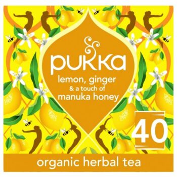 PUKKA Organic Lemon Ginger & Manuka Honey 40 Herbal Tea Bags (68g)