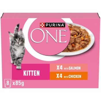 PURINA ONE Kitten Mini Fillets Salmon and Chicken Wet Cat Food (8 x 85g)