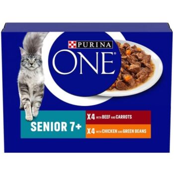 Purina One Senior 7+ Cat Food Chicken & Beef Wet (8 x 85g)