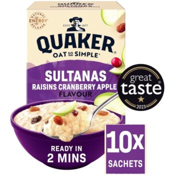 Quaker Oat So Simple Sultanas & Raisins Porridge Sachets Fruit & Cranberry (10 x 38.5g)