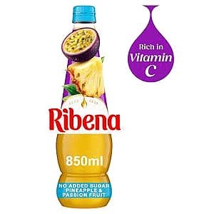 Ribena Pineapple & Passionfruit Squash No Added Sugar (850ml)
