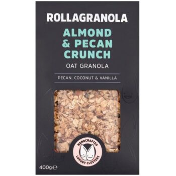 Rollagranola Almond Pecan Crunch Oat Granola Vegan 2% Sugar Gluten Free (400g)
